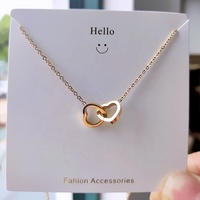 Dulce serie de diseño de moda para mujer, collar con colgante de corazón doble de acero inoxidable que no se desvanece, oro rosa o oro o rodio