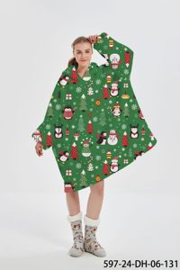Factory Plush Christmas Wearable 100% Polyester OEKO-TEX Certified Customizable Blanket <strong>Hoodies</strong> Women <strong>Men</strong> Oversized Thick Warm - Product Image 3