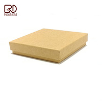 ROGOOD-Caja de embalaje de papel Kraft marrón, 9x9x2cm, para collar/Cadena de pulsera, esponja de espuma de terciopelo negro, P1229