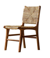 Chaise de salle à manger en bois massif, chaise de loisirs, mobilier rétro tressé à la main, dossier pour maison d'hôtes, usage domestique, chaise de salle à manger pour balcon