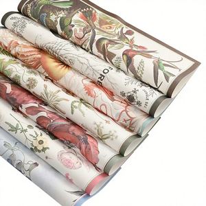 Emballage floral pour la Saint-Valentin, vente en gros, papier artistique écologique 85g, impression élégante de motifs floraux rétro, imperméable - Product Image 1