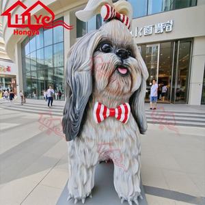 Patung anjing Maltese serat kaca besar ramah lingkungan hewan peliharaan lucu realistis tampilan lanskap komersial luar ruangan kerajinan Resin FRP - Product Image 3