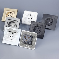 Prises murales européennes en métal brossé 230/220V, interrupteurs électriques domestiques