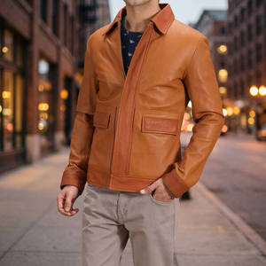 Unique <b>Men</b> Custom Genuine Leather Motorcycle <b>Jacket</b> Stylish Slim Fit Casual Premium Quality Winter Windproof Breathable - Product Image 3