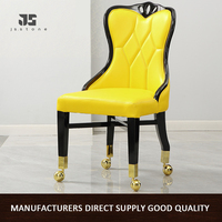 Chaise de bar en bois massif avec dossier en cuir PU et roulettes, design contemporain pour salle à manger, salon, salle de sport - Usage commercial, vente en gros
