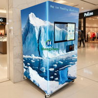 Distributeur automatique de glace en sacs commercial à écran tactile 32 pouces en libre-service avec options, acceptant les pièces, QR, jetons mobiles et intégration TPV