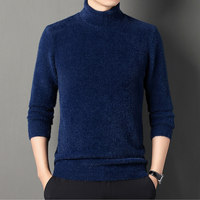 Pull col roulé homme automne-hiver, sous-vêtement thermique épais, couleur unie, col montant, tricoté, sans repassage