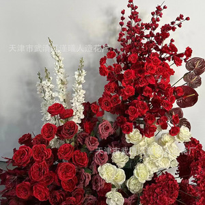 ดอกไม้ประดิษฐ์ Jinxi ขนาด 80 ซม. ซีรีส์สีแดง ดอกไม้ผ้าไหม สำหรับตกแต่งงานถ่ายภาพกลางแจ้ง ของตกแต่งงานแต่งงาน ดอกไม้ประดับทางเดิน - Product Image 2