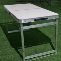 Table de camping pliable FANYUE 120*60*53cm blanche, en alliage d'aluminium et MDF, portable, durable, réglable et pliable pour le rangement
