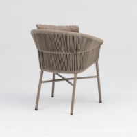 Fauteuil de jardin en corde tressée avec structure en aluminium, coussin et dossier hydrofuges, chaise de terrasse extérieure