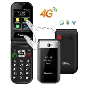 Lüks 4G dokunmatik ekran tuş takımı kıdemli flip cep telefonu SOS tuşu ile acil durum için