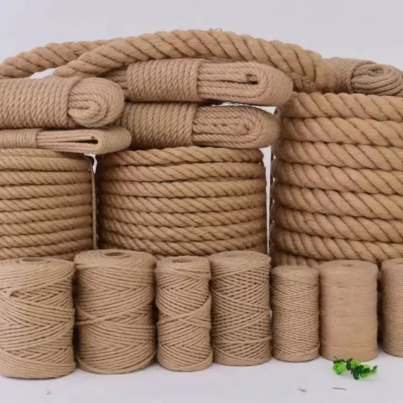 Fonte direta da fábrica 6-60mm Natural Jute Rope Twine Twisted Manila Rope Hemp Rope para Craft Paisagem decorativa