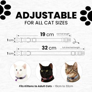 Collier Réfléchissant pour Chat Version Améliorée avec Boucle Tête de Chat, Sûr et Réglable en Nylon Léger Rayé, pour Chat et Chien, avec Clochette - Product Image 2