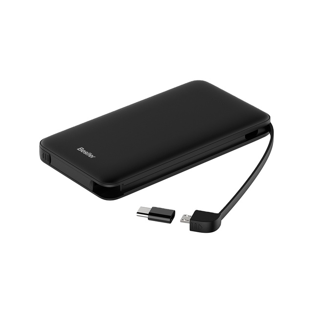 Dual Built-in Cables Power Bank 10000Mah Portable Powerbank with Adapter Compatible with Cell Phones