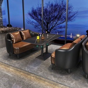 Juego de Muebles de Bar de Madera Maciza de Estilo Industrial Retro Moderno con Estructura Metálica para Restaurantes y Cafeterías Comerciales - Product Image 4