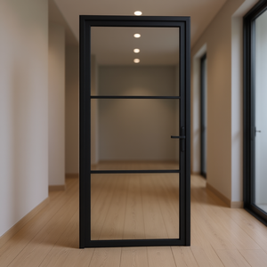 Porte en aluminium avec panneau en verre noir mat 36,6x79,3 Design minimaliste intérieur Isolation acoustique - Product Image 3