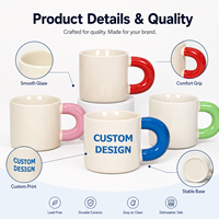 Mug en céramique personnalisé avec poignée épaisse colorée, impression de logo OEM ODM, tasse à expresso en porcelaine pour cadeau de la fête des mères, fournisseur en gros