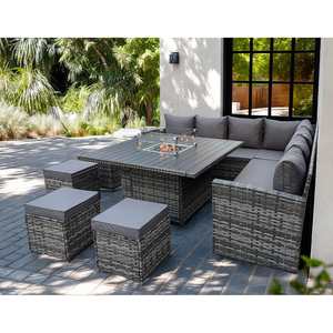 Wicker Woven <strong>Garden</strong> <strong>Furniture</strong> Sofa Set <strong>Rattan</strong> <strong>Furniture</strong> Sofa <strong>Corner</strong> Dining Set <strong>Furniture</strong> with Fire Pit Table - Product Image 3
