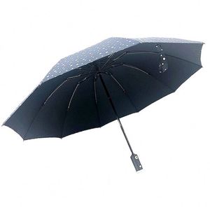 Paraguas Plegable Inverso de 3 Secciones con Mango de Linterna LED, Material de Lujo Resistente al Viento, con Tira de Seguridad y Puntos Reflectantes - Product Image 1