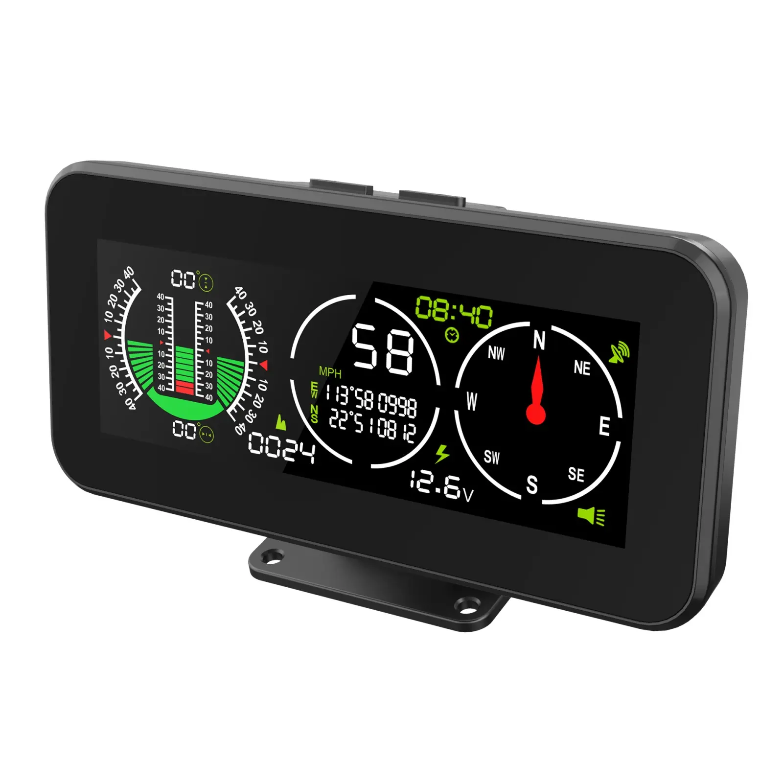 MRCARTOOL M60 자동차 나침반 경사계 속도계 GPS 속도 슬로프 디지털 틸트 미터 자동차 오프로드 액세서리