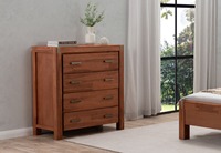 Vente à Chaud Ensemble de Chambre à Coucher 4 Pièces Marron Châtaigne de Style Moderne avec Lit Queen Table de Chevet pour la Maison