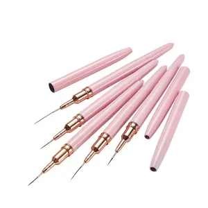 Escova de unhas sintética personalizada para nail art, 5/9/11/15/25mm, forro de cabelo, extremamente fino, rosa, ultrafino, para nail art, Kolinsky