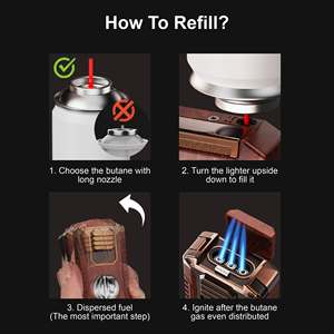 Briquet de table de luxe haut de gamme coupe-vent portable 5 en 1 avec coupe-cigare et perforateur personnalisé - Product Image 6