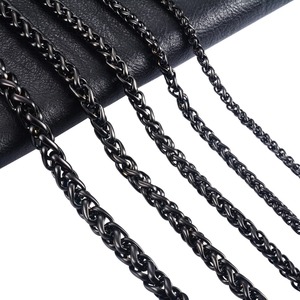 Collana Lunga in Acciaio Inossidabile con Catena a Grano per Uomo e Donna, Girocollo Placcato Nero, Accessori per Gioielli Fai-da-Te - Product Image 2