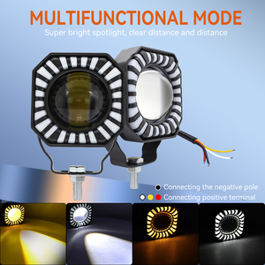 Front Square LED Motorcycle <b>Spotlight</b> 6000K 8000LM IP67 Waterproof Aviation Aluminum Yellow White Light for Scooter/Moto Road - Product Image 4