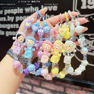 Tinh tế cô gái túi Keychain phim hoạt hình mới dễ thương hạt điện thoại di động mặt dây chuyền túi và điện thoại treo đồ trang trí ánh sáng Keychain - Product Image 1