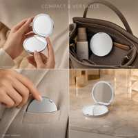Round Compact 2X Magnifying ODM Service Private Label Pocket Ultra Thin Design Travel Folding Portable Makeup Mirror