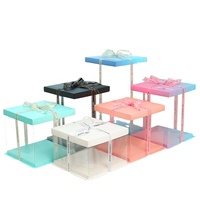 Boîte à gâteaux marron en carton kraft portable, design élégant, qualité professionnelle, pour pâtisseries, 20x20, pour gâteaux à étages