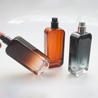 Flacon pulvérisateur en verre rectangulaire à dégradé de couleur, emballage cosmétique de luxe avec logo imprimé sur mesure, capacité de 30 ml, 50 ml, 75 ml, 100 ml