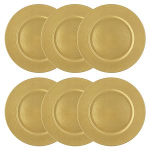 Plastic Gold Luxury Wedding Charger <b>Plates</b> - Elegant <b>Decorative</b> Tableware for Banquet & Reception (12 Inch Round, Set of 6/12) - Product Image 2