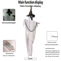 Nouveau Pendentif Fantôme Blanc d'Halloween 2026 avec Capteur de Contrôle Lumineux et Sonore pour Décoration de Maison Hantée et de Salle Secrète