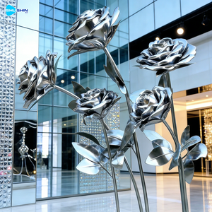 Escultura Moderna y Popular de Tulipán en Acero Inoxidable Pulido con Impresión UV y Soldadura, de Gran Tamaño, para Decoración Urbana - Product Image 4