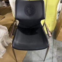 Chaise de salle à manger en métal italienne avec dossier en cuir PU, design moderne et luxueux pour la maison, le bureau et l'hôtel