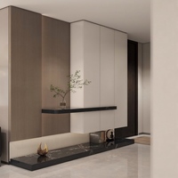 Meuble de rangement mural intégral pour entrée, unité murale de présentation avec éclairage LED intégré pour hall d'entrée, armoire de séparation décorative sur mesure pour entrée