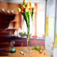Vase à fleurs en cristal Art Déco pour anniversaire, décoration intérieure, vase de table en verre à longue tige géante, écologique, fait main