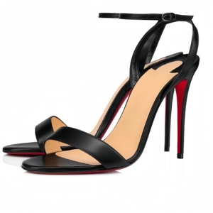 Tacones de aguja con punta en pico y malla de cristal para mujer |   Zapatos de Tacón Transparentes <span class=keywords><strong>Negros</strong></span> con Suela Roja |   Elegantes Zapatos de Vestir para Fiesta de Boda con Suela Roja - Product Image 6