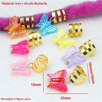 1 sac de bijoux pour cheveux tressés, décoration pour fille, pendentif en métal acrylique en forme de papillon, style naturel, accessoires pour cheveux DIY