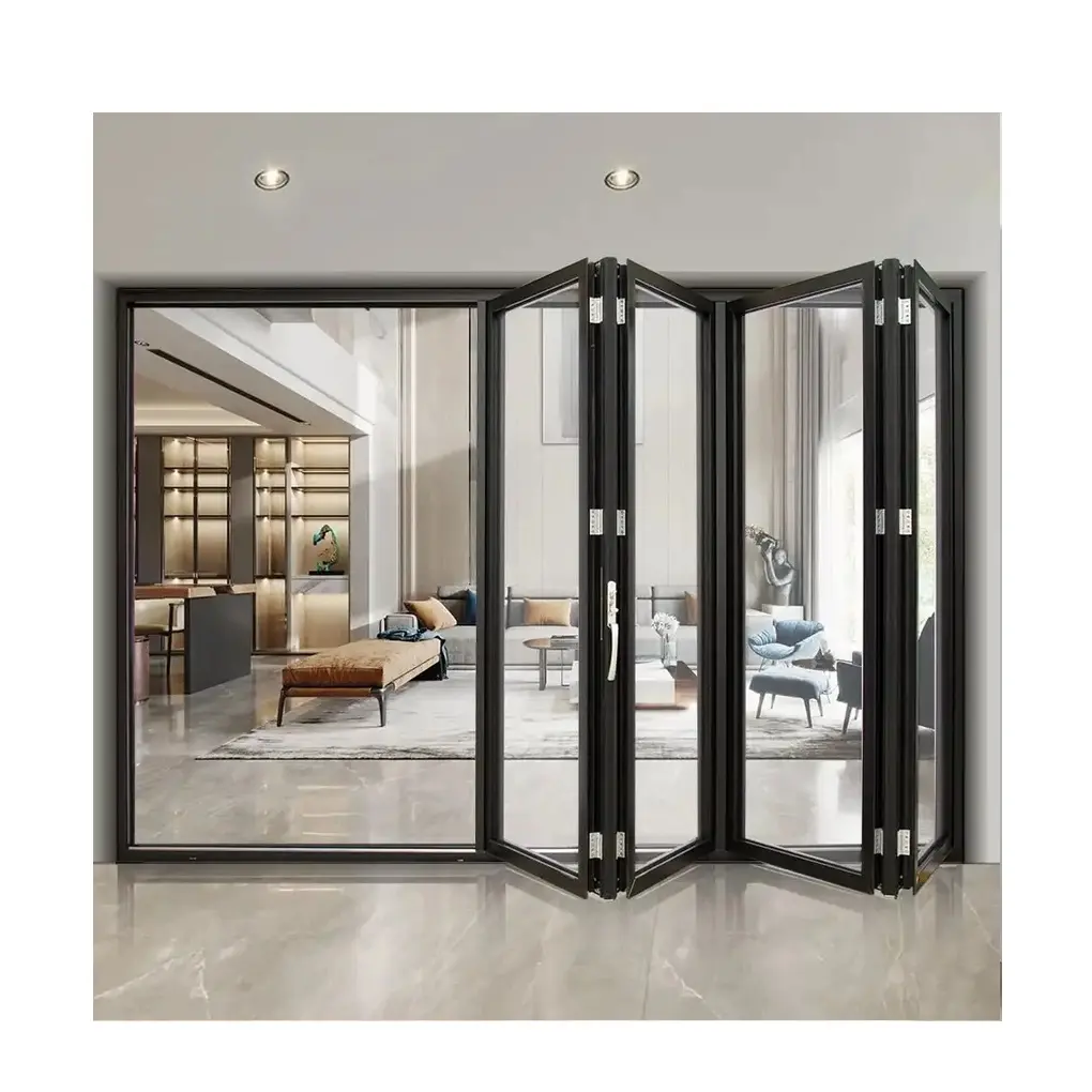 Porte pieghevoli porta pieghevole in bambù porta interna bi piega profilo in alluminio