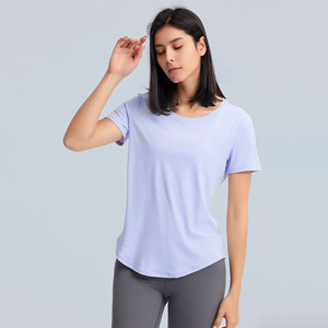 Femmes été vêtements actifs personnalisé entraînement Yoga haut sensation de fraîcheur grande taille à manches courtes respirant chemise personnalisable Sport t-shirt - Product Image 5
