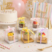 Boîte à gâteau carrée en PET avec plateau inférieur de 3,7 pouces, emballage de présentation pour cupcakes et mousses