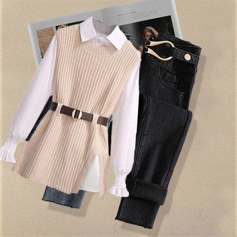 1912 gilet albicocca + camicia + pantaloni neri