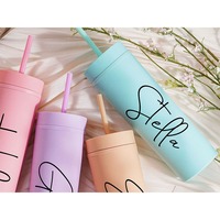 Le motif de mode créatif de tasse droite en plastique de 16 OZ 450ML peut imprimer la tasse de paille de logo