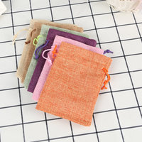 Pochette en lin à cordon de serrage de haute qualité avec impression de logo personnalisée lavable, petit emballage cadeau pour accessoires