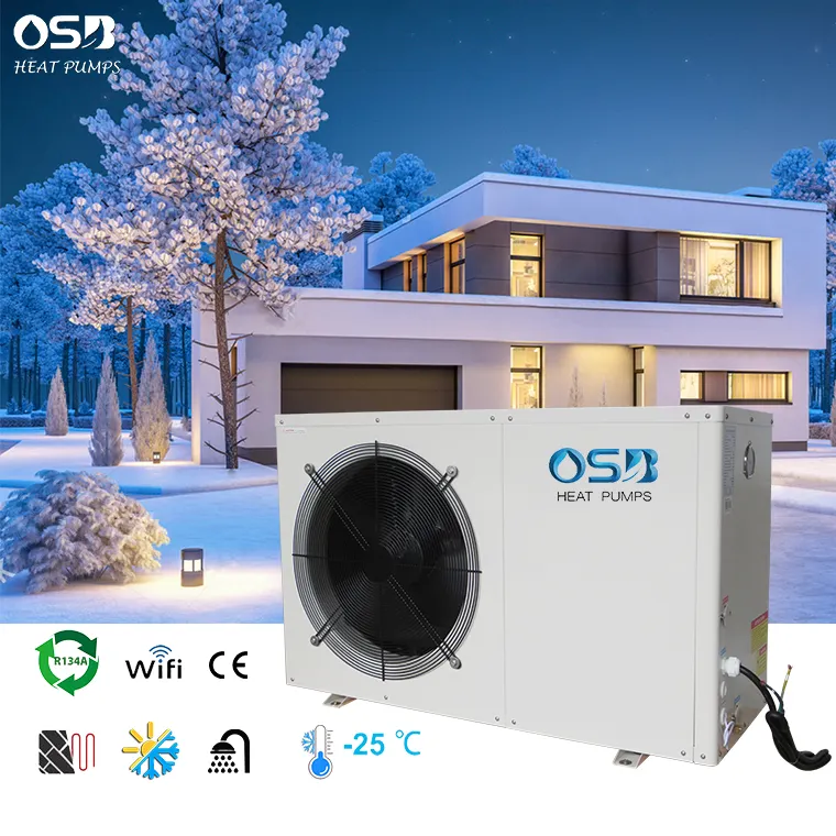 -25 derajat suhu rendah 9,8kw 33400BTU pompa panas udara ke air EVI 85 derajat pompa panas suhu tinggi monoblock