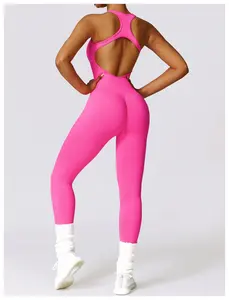 Roupas esportivas Custom Spandex Ginásio Fitness Plus Size One Piece Yoga Workout Macacão Mulheres Active Wear Macacão