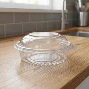 Boîte à charnière ronde en PET transparent avec couvercle dôme et fermeture inviolable, capacité 500 ml / 16 oz, gamme de charnières rondes - Product Image 3